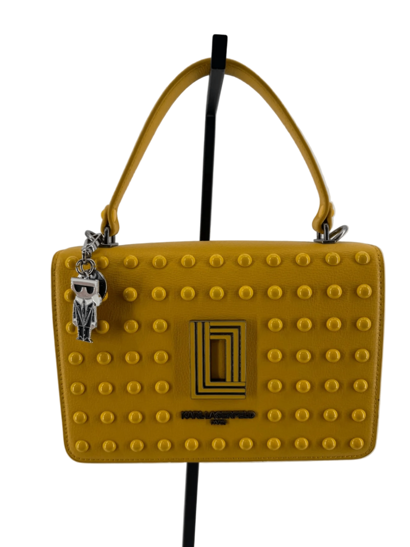 Karl Lagerfeld Yellow Studded Purse with Crossbody Strap