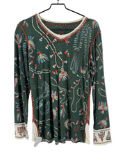 Double D Ranch Green Beaded Thunderbird LS Top Size L
