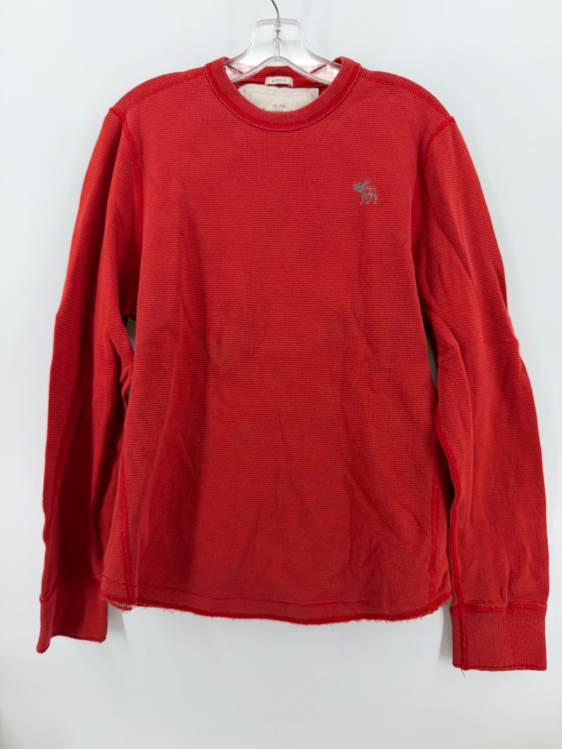 Abercrombie & Fitch Muscle Thermal Shirt Men’s L Red Waffle Knit Long Sleeve Y2K