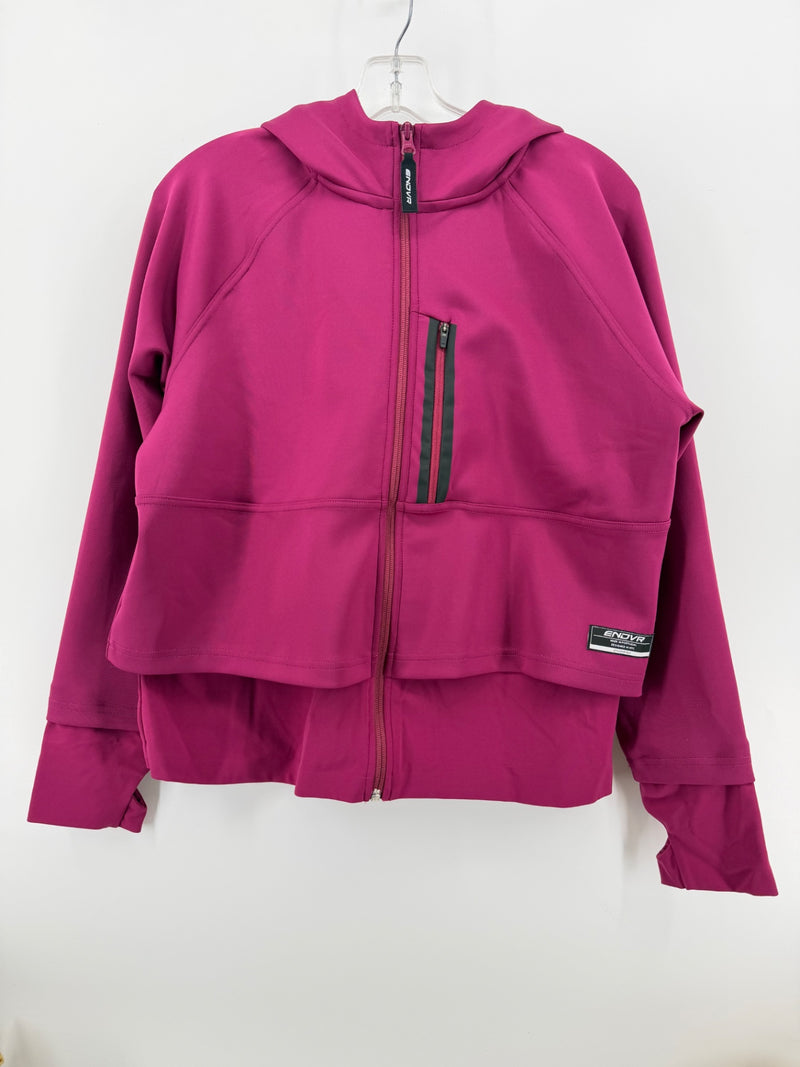 ENDVR Women’s M Magenta Layered Hooded Jacket Full Zip Thumbholes Made Portugal