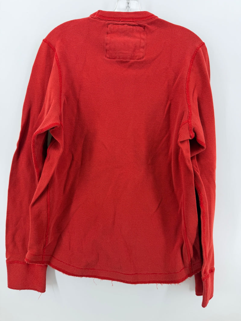 Abercrombie & Fitch Muscle Thermal Shirt Men’s L Red Waffle Knit Long Sleeve Y2K