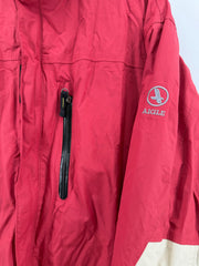 Aigle Men’s XXL Red Beige Outdoor Rain Jacket Hooded Colorblock Full Zip