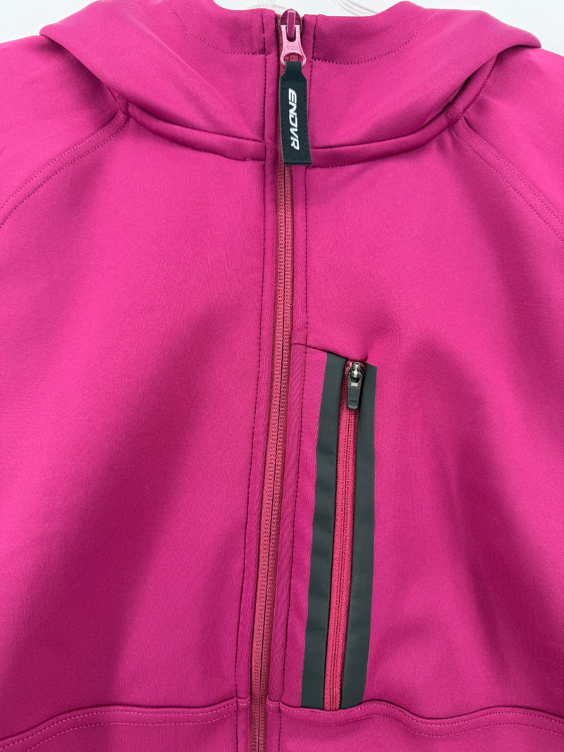 ENDVR Women’s M Magenta Layered Hooded Jacket Full Zip Thumbholes Made Portugal