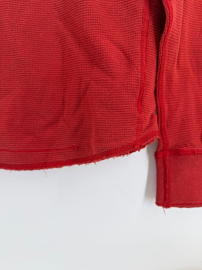Abercrombie & Fitch Muscle Thermal Shirt Men’s L Red Waffle Knit Long Sleeve Y2K