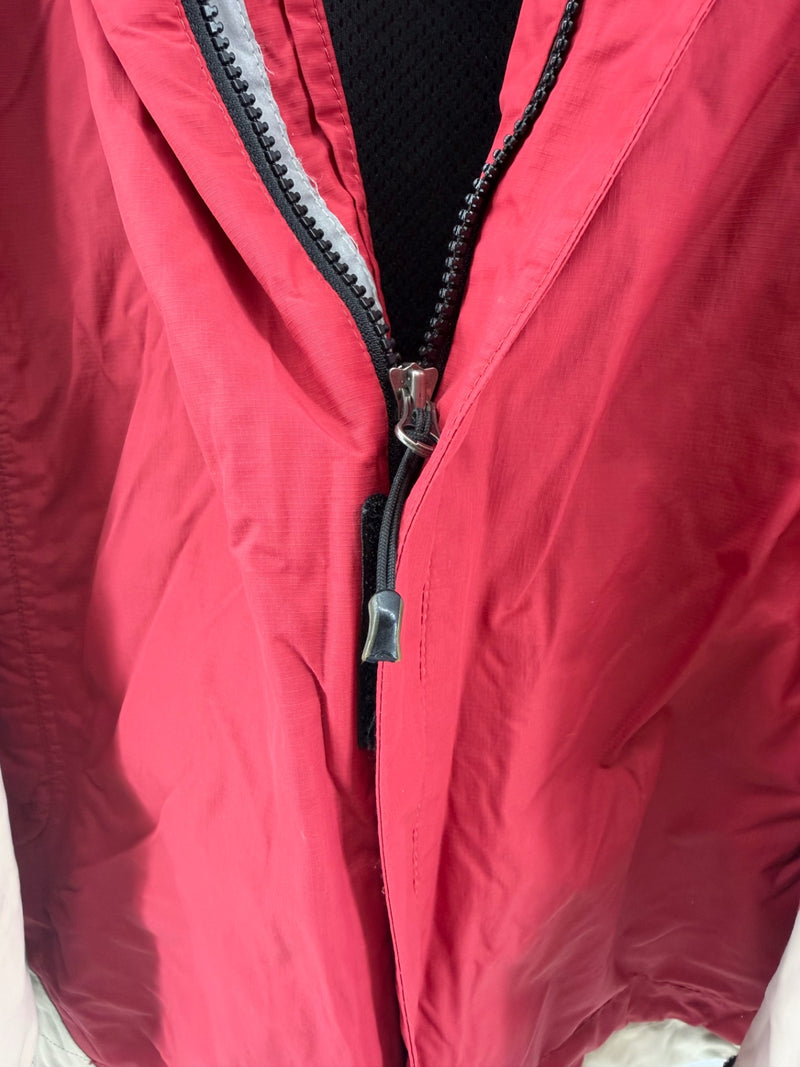 Aigle Men’s XXL Red Beige Outdoor Rain Jacket Hooded Colorblock Full Zip