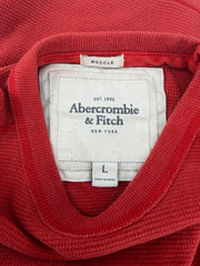 Abercrombie & Fitch Muscle Thermal Shirt Men’s L Red Waffle Knit Long Sleeve Y2K
