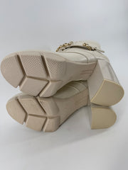 Nine West Ivory Heeled Boots w/ Gold Chain