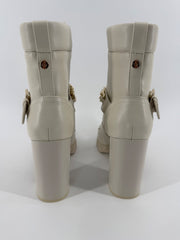 Nine West Ivory Heeled Boots w/ Gold Chain