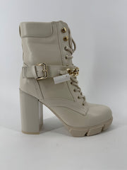 Nine West Ivory Heeled Boots w/ Gold Chain