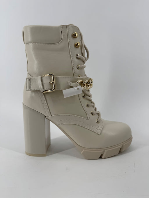 Nine West Ivory Heeled Boots w/ Gold Chain