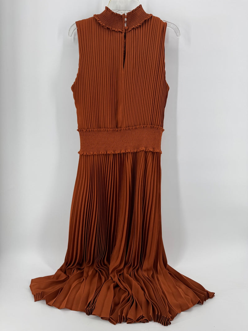 Nanette Lepore Rust Pleated Dress Size 8