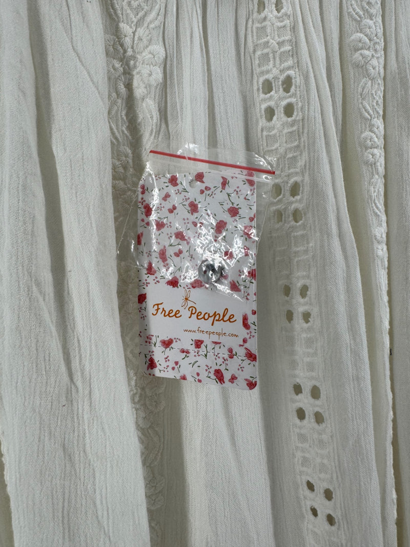 Free People Ivory Embroidered Dress Size LG