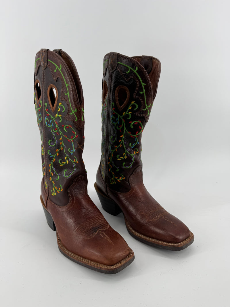 Twisted X Brown Embroidered Boots Size 6.5