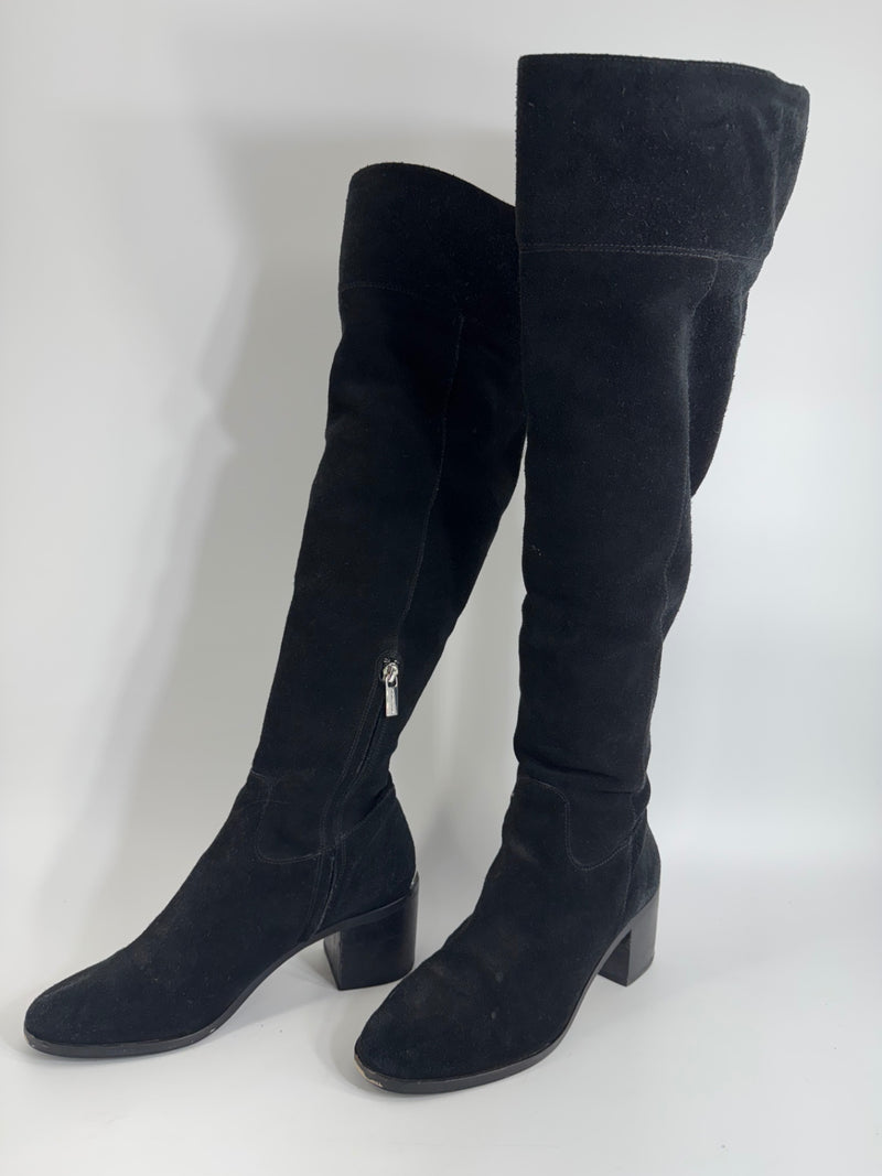 Michael Kors Black Leather Knee High Boots 