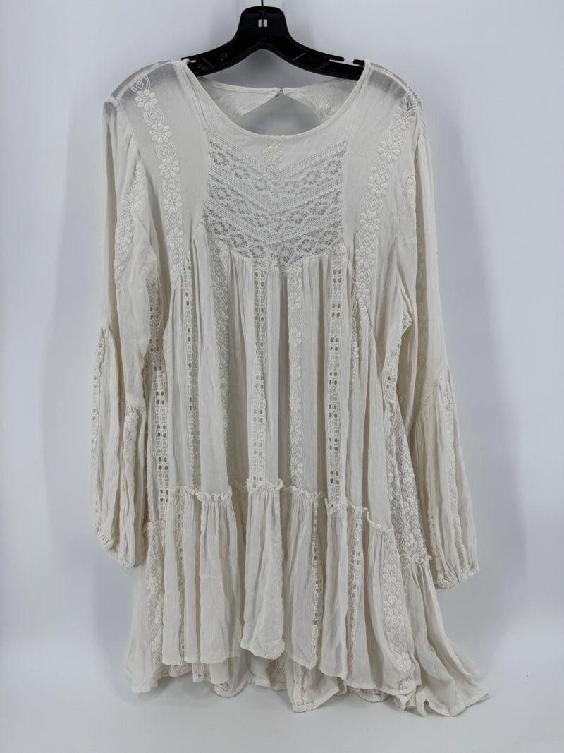 Free People Ivory Embroidered Dress Size LG
