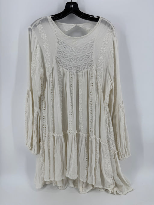 Free People Ivory Embroidered Dress Size LG