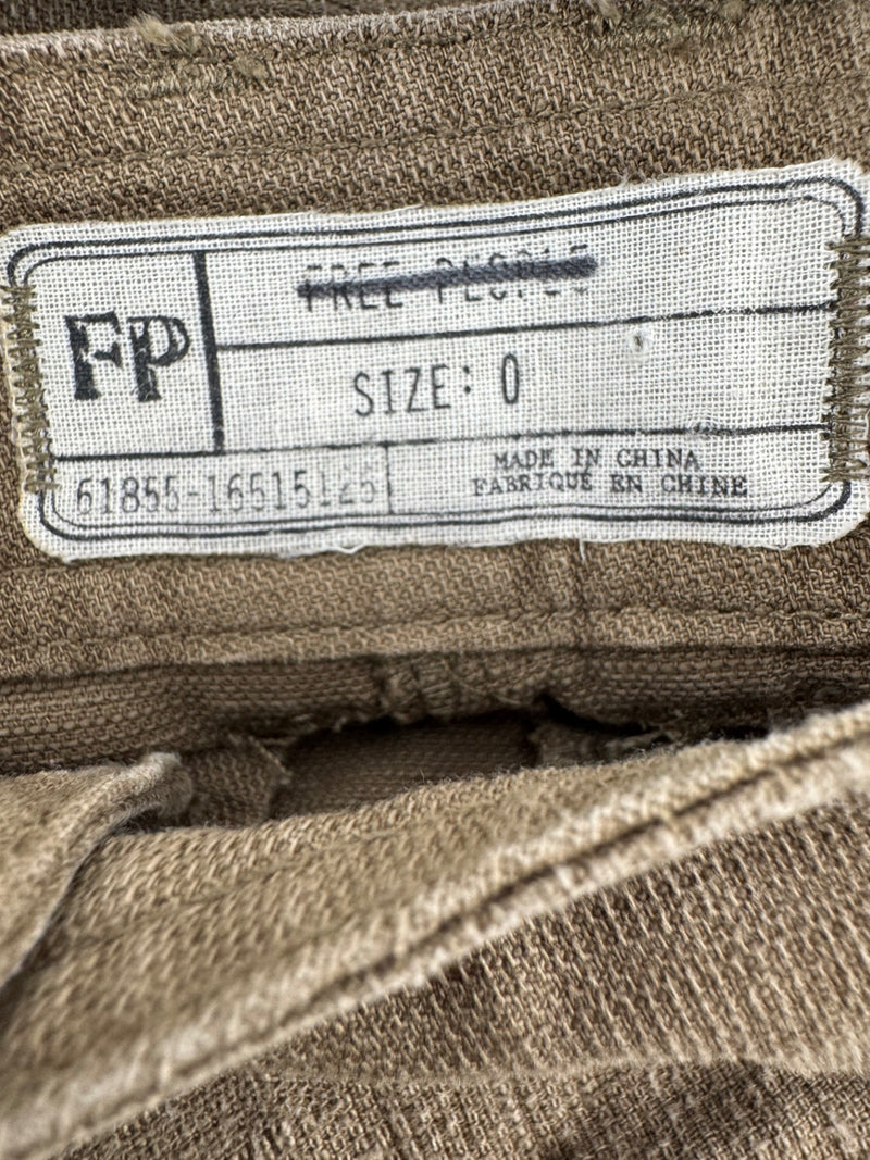 Free People Brown Distressed Pants Size 0