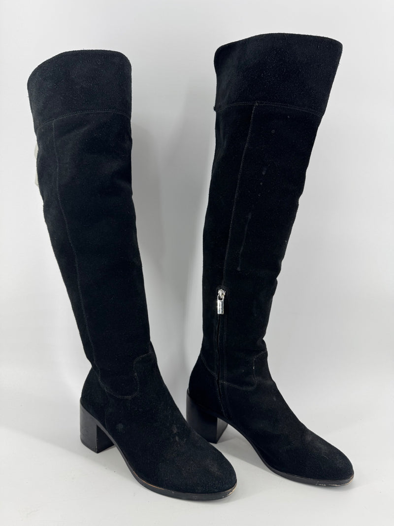 Michael Kors Black Leather Knee High Boots 