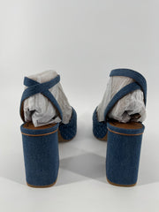 Zodiac Blue Denim Chunky Heels Size 9