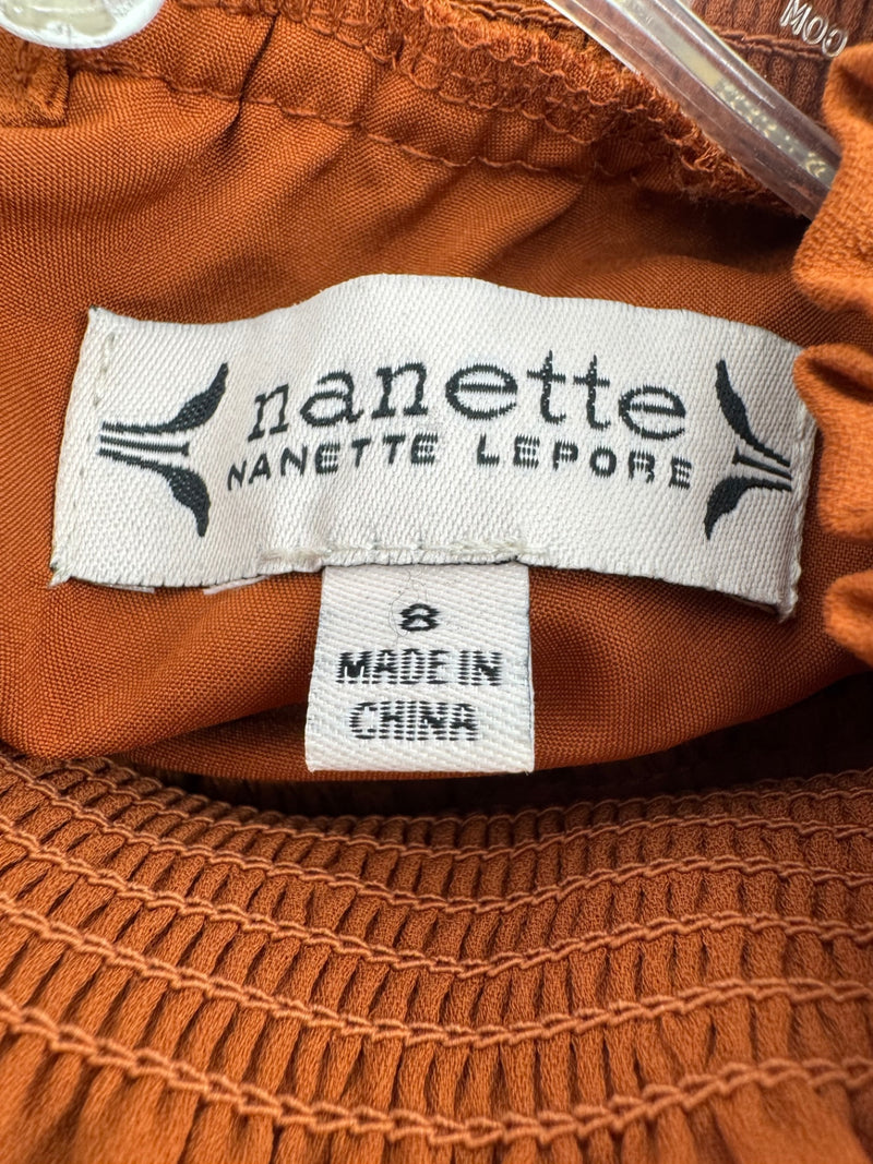 Nanette Lepore Rust Pleated Dress Size 8