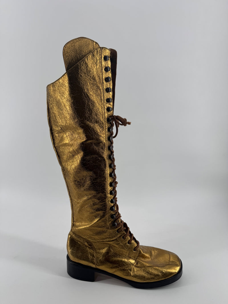 Unbranded Gold Knee Length Boot Size 40.5