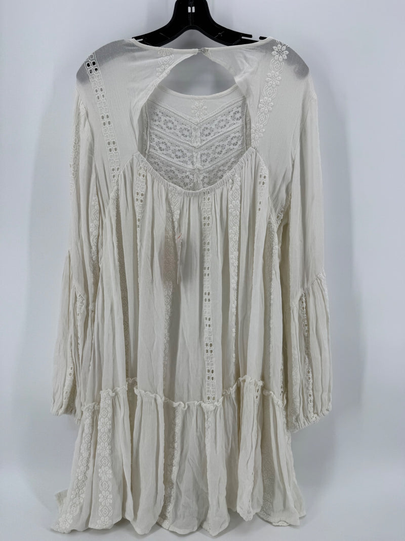 Free People Ivory Embroidered Dress Size LG