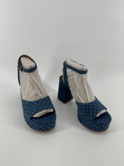 Zodiac Blue Denim Chunky Heels Size 9