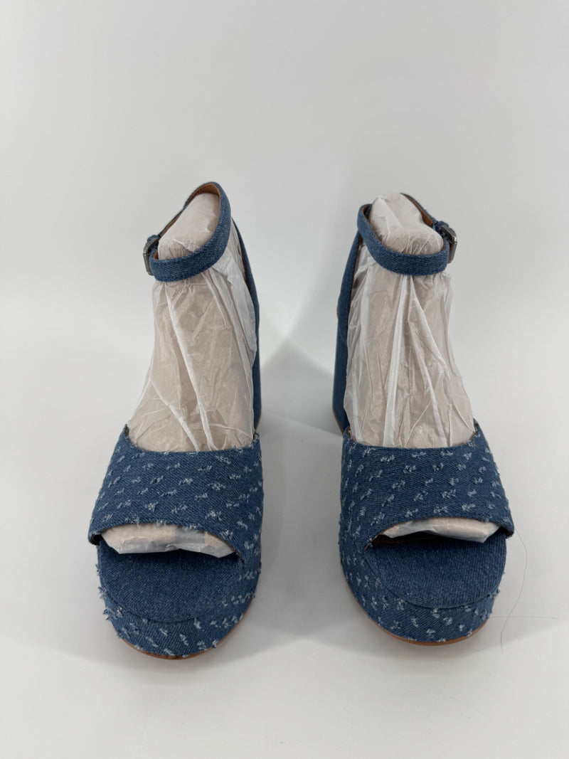 Zodiac Blue Denim Chunky Heels Size 9