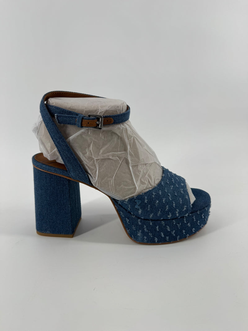 Zodiac Blue Denim Chunky Heels Size 9
