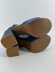 Zodiac Blue Denim Chunky Heels Size 9