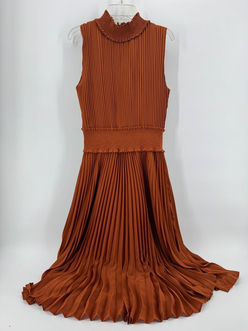 Nanette Lepore Rust Pleated Dress Size 8