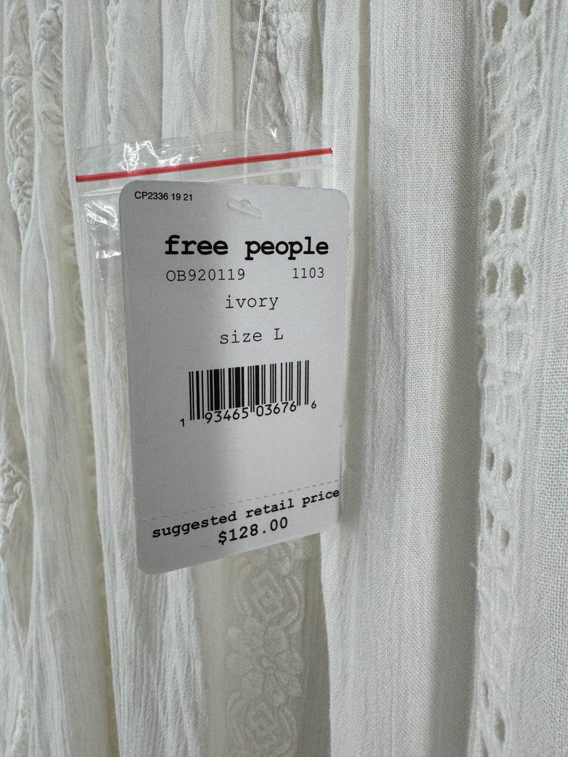Free People Ivory Embroidered Dress Size LG