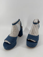 Zodiac Blue Denim Chunky Heels Size 9