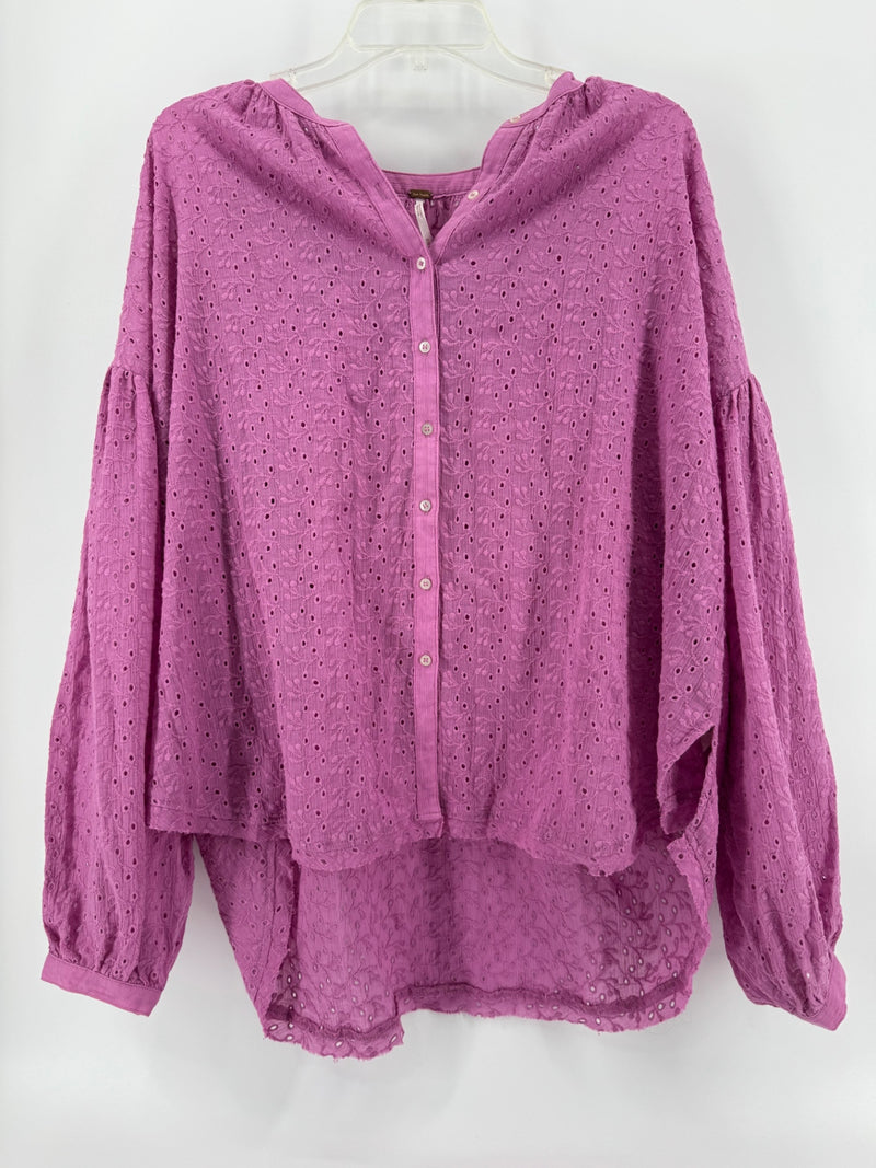 Free People Purple Eyelet Button Up Size M