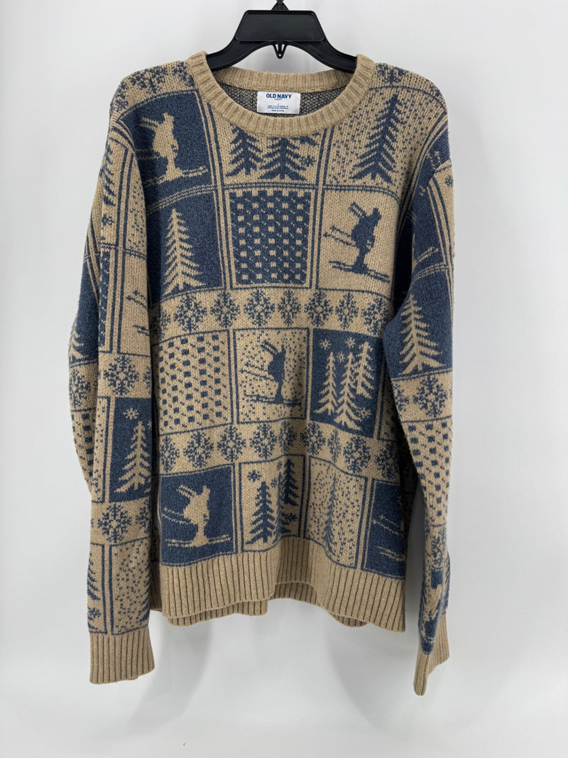 Old Navy Blue/Brown Winter Sweater Size LG