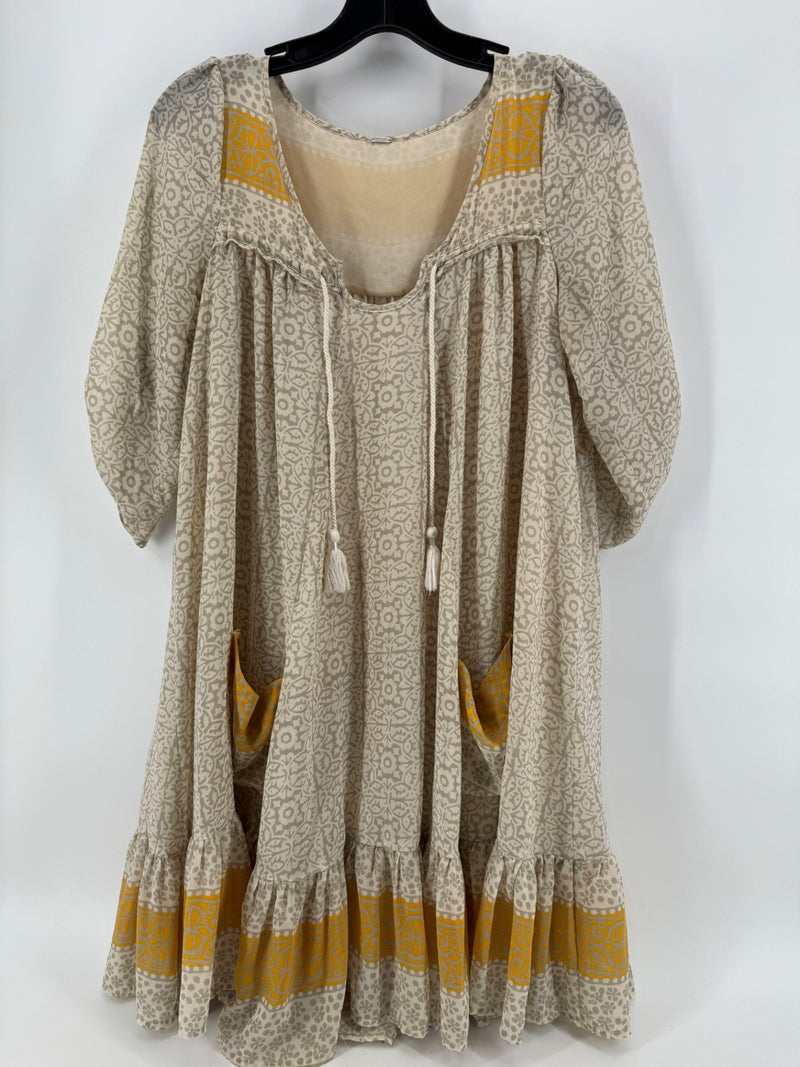 Free People Patterned Yellow Dress Size LG
