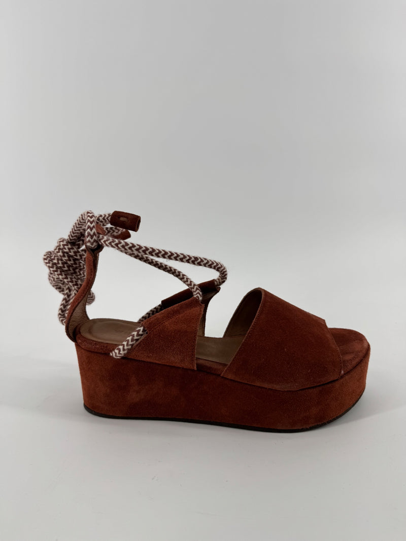 Whistles Rust and Suede Rope Wedges Size 37