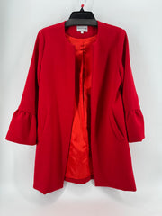 Patty Kim Red Open Front Coat Size XS