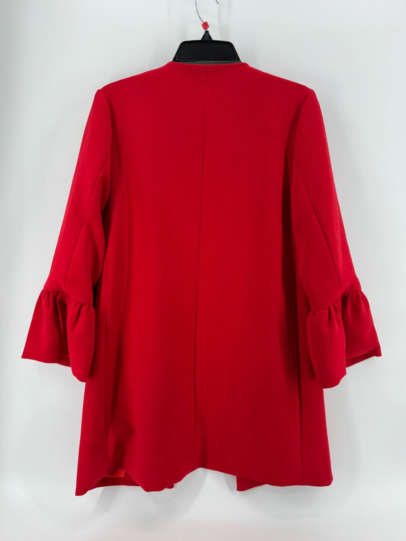 Patty Kim Red Open Front Coat Size XS