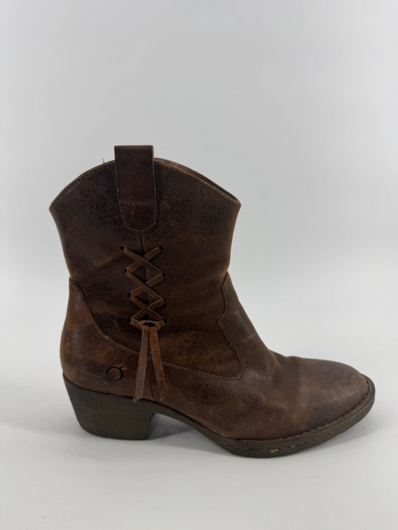 Born Brown Leather ankle Boots Size 8
