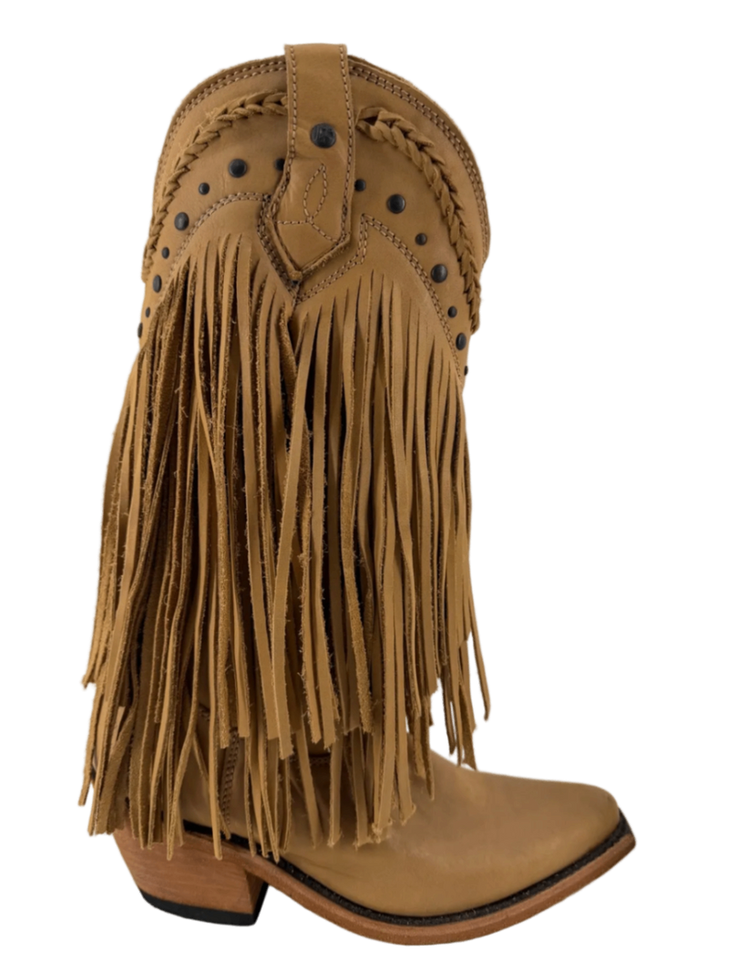 Liberty Black Leather Fringe Womens Boots - Tan Size 7 NEW