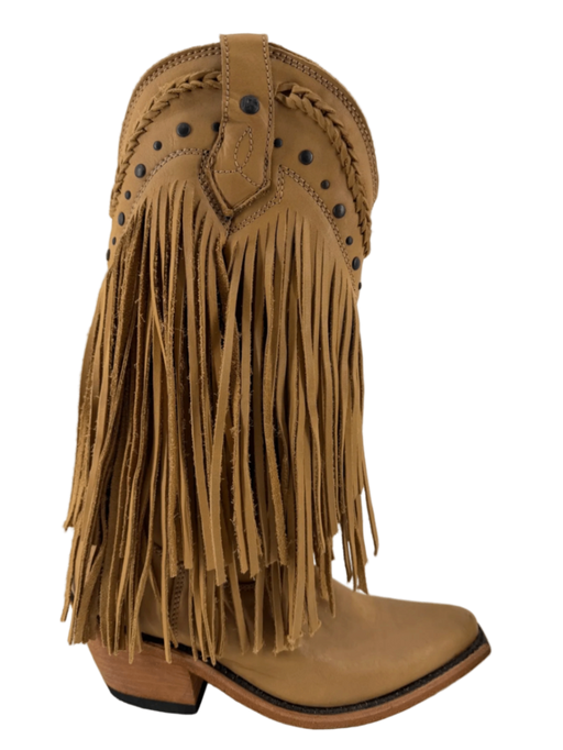 Liberty Black Leather Fringe Womens Boots - Tan Size 7 NEW