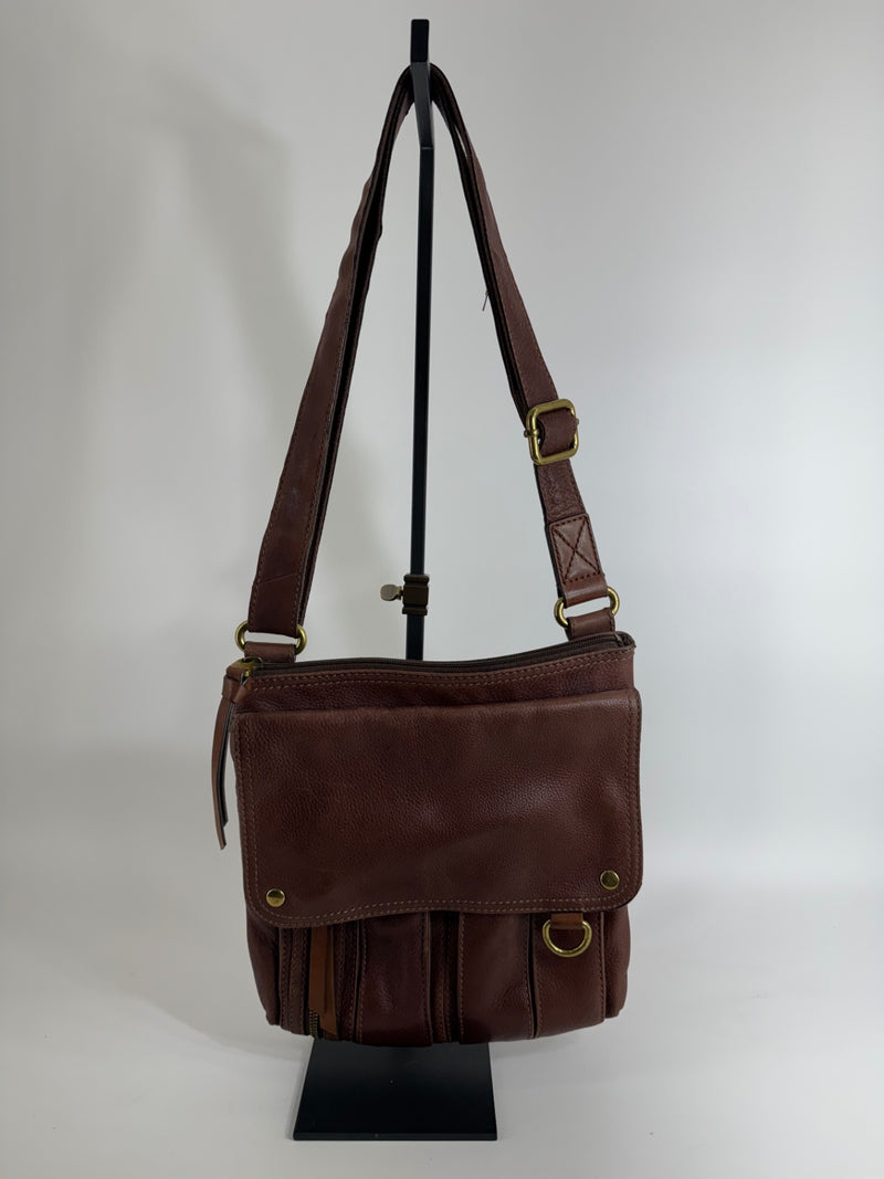 Fossil Brown Leather Adjustable Crossbody