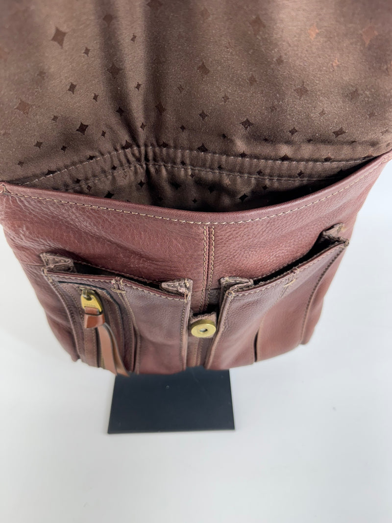 Fossil Brown Leather Adjustable Crossbody