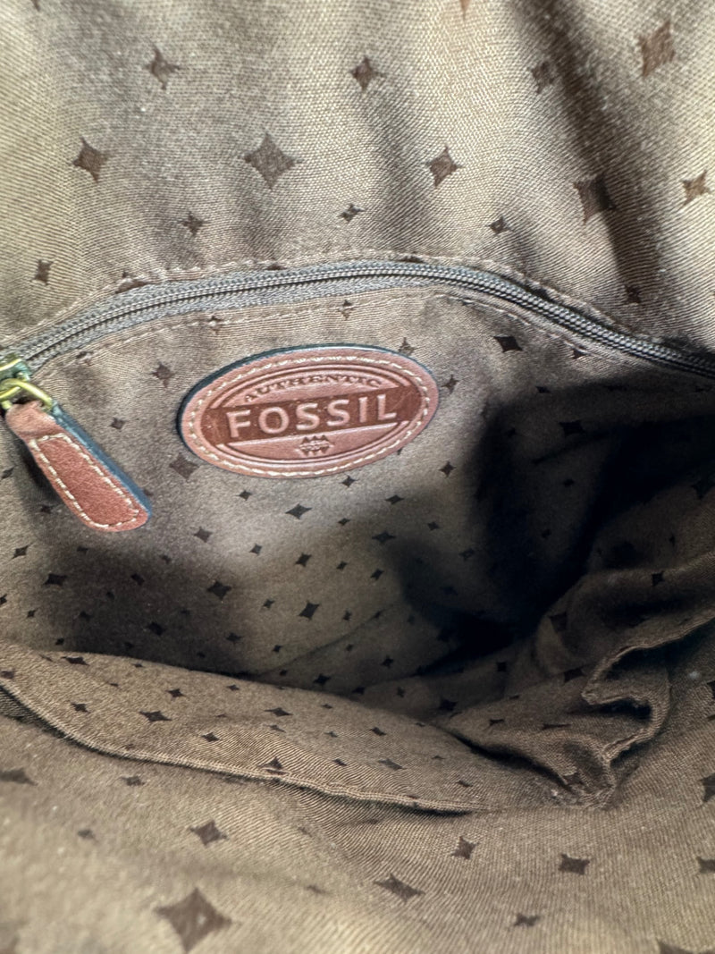 Fossil Brown Leather Adjustable Crossbody