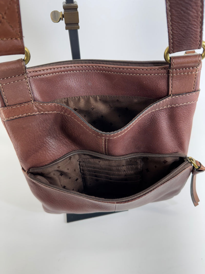 Fossil Brown Leather Adjustable Crossbody