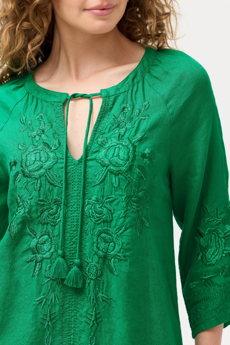 Johnny Was Relaxed Raglan Dress Carmelita Green Print Women’s Size XL NEW