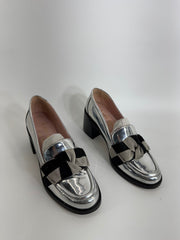 Kate Spade Silver Heel Loafers Size 7.5