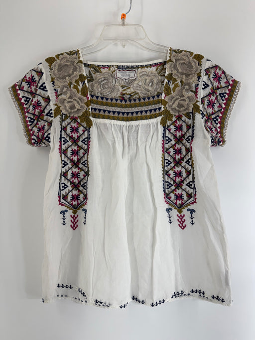 Johnny Was White Embroidered Top Size SM