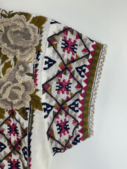 Johnny Was White Embroidered Top Size SM